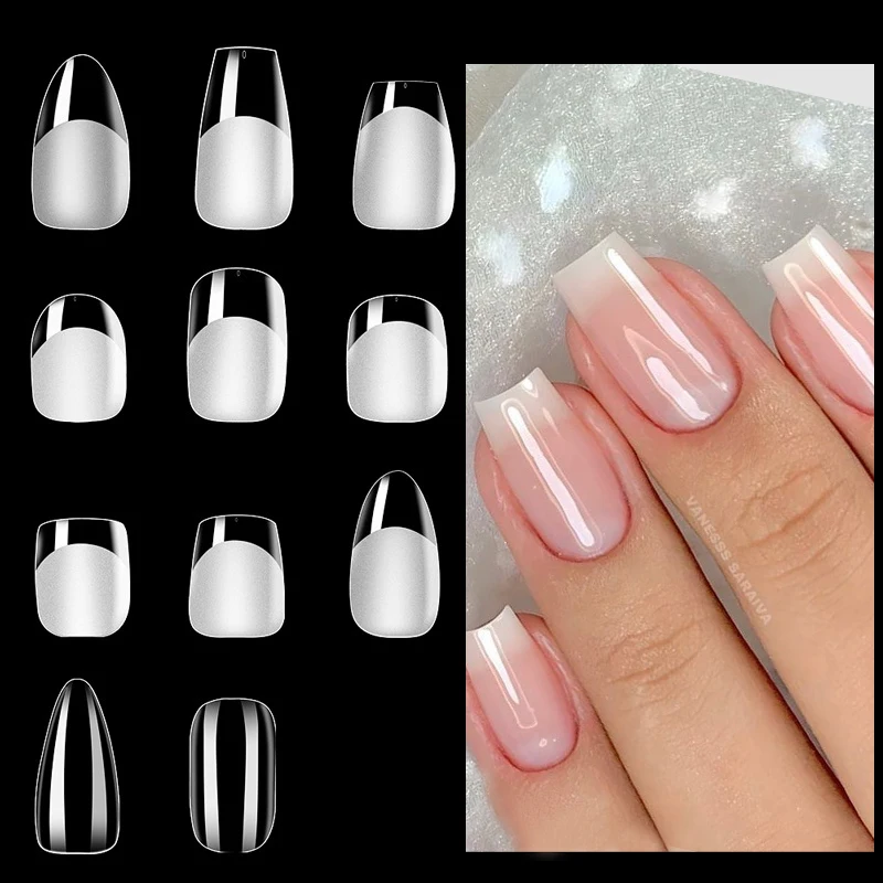 300 pz/scatola Soft Matte Press On Nail Tips copertura completa bara unghie finte Extra Short Almond Square Soak Off Gel punta per unghie finte