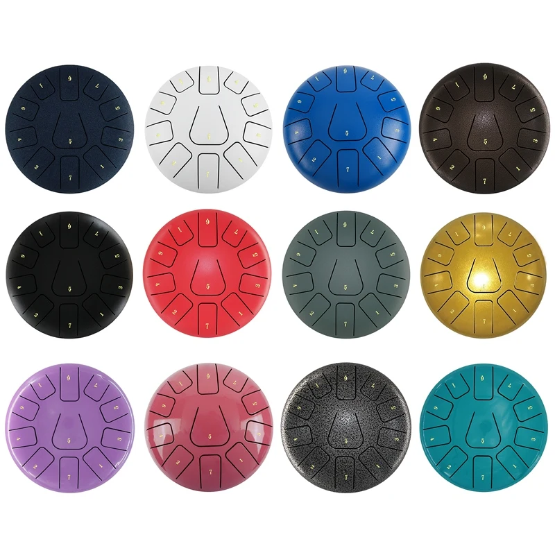 BAAD Tambor de lengua de acero de 8 pulgadas, pandereta de 11 notas con baquetas y púas de dedo para instrumento de pandereta de meditación