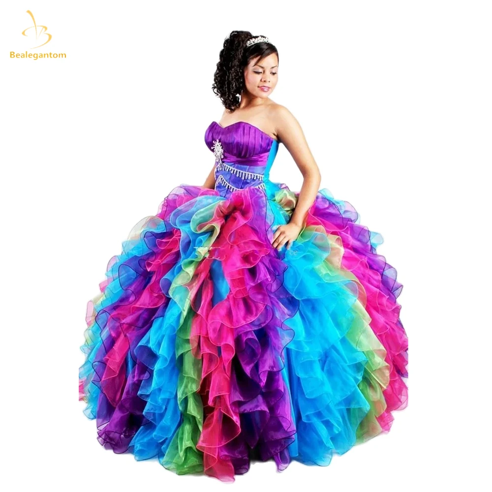 

Bealegantom Sexy Quinceanera Dresses 2024 Ball Gown Ruched Beaded Crystal Sweet 16 Prom Party Gown Vestidos De 15 Anos QA120