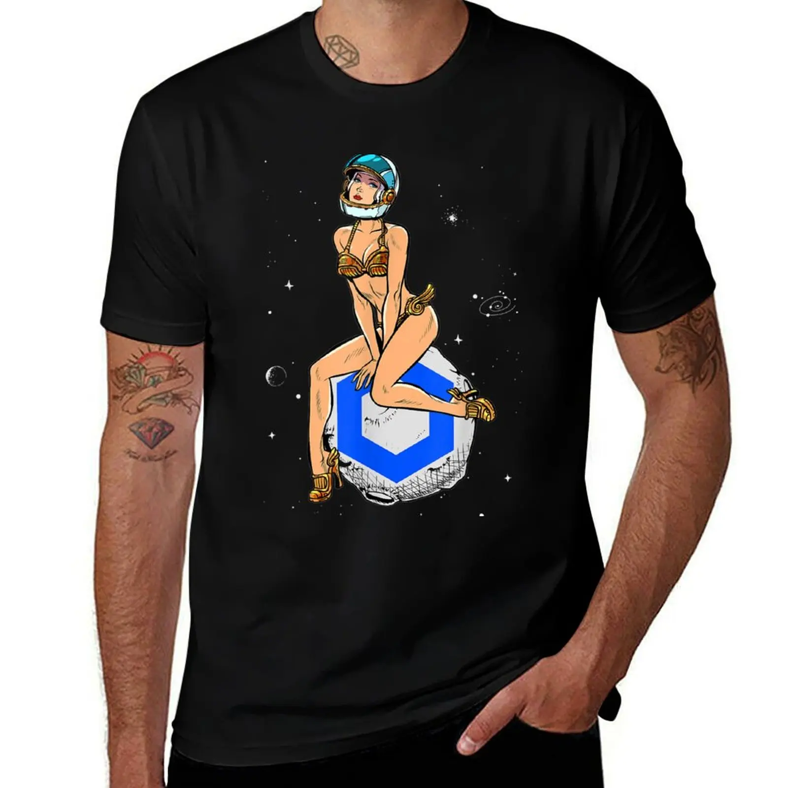

Chainlink-криптовалюта Pin-up Girl-футболка Hodling Chainlink мужская футболка из тяжелого хлопка