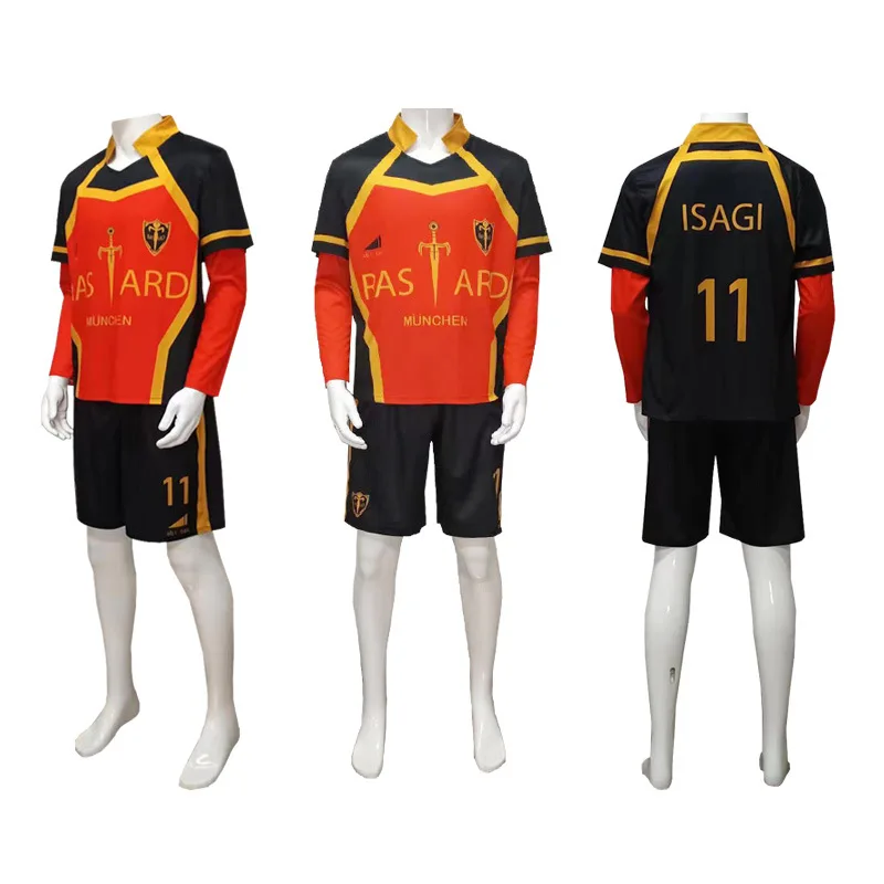 

Anime Blue Lock Cosplay Costume Bastard Munchen Red Football Clothes Sportwear Uniform Kaiser Isagi Yukimiya Kurona Kunigami