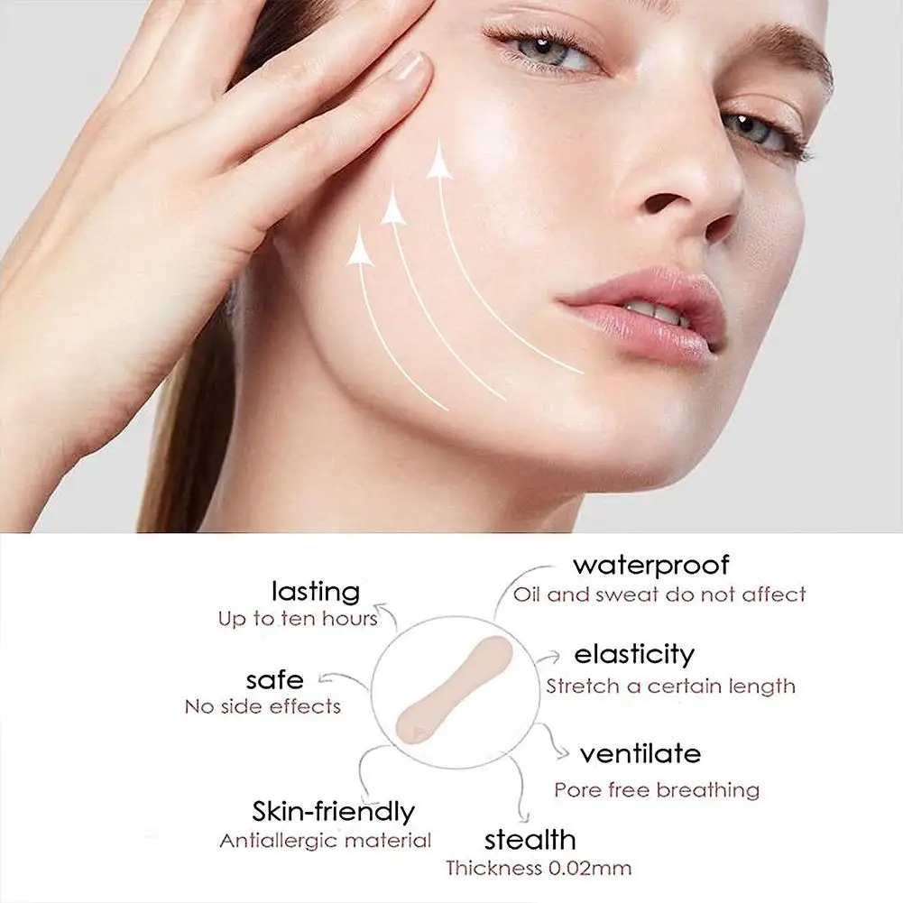 100 قطعة من ملصقات شد الوجه، أشرطة شد الوجه على شكل حرف V، ملصقات شفافة لشد الوجه #3