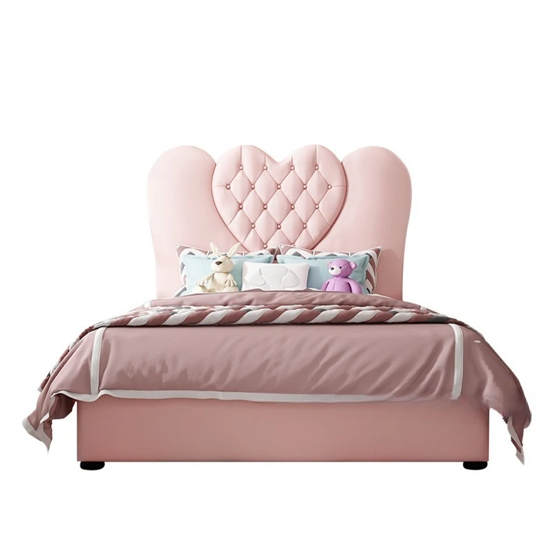

Children's bed girl teen child daughter soft bag leather bed 1.5m 1.2M1.8 cute creative soft bag leather