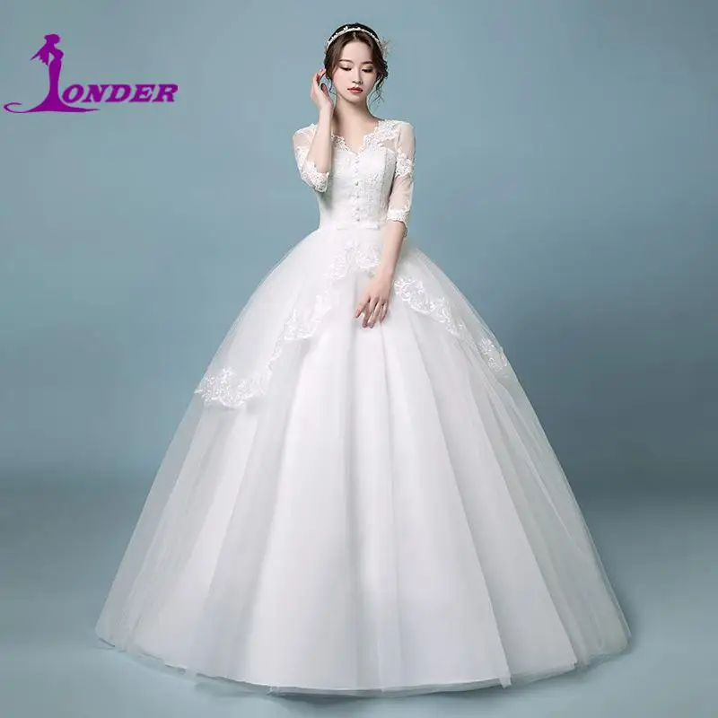 macder-robe-de-mariee-courte-en-dentelle-col-en-v-classique-demi-manches-haut-de-gamme-a-la-mode-Educative