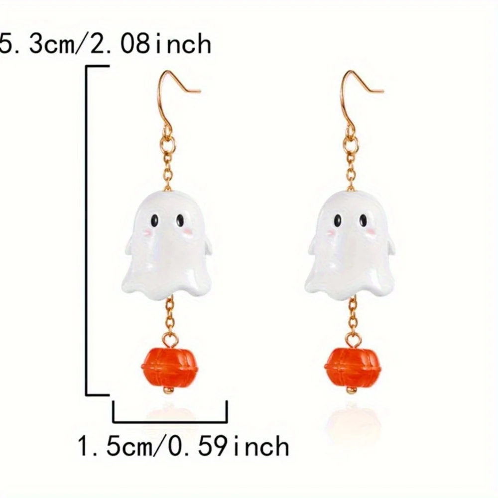 These super cute and lightweight Halloween earrings feature acrylic ghost pendants and are perfect for those with sensitive skin