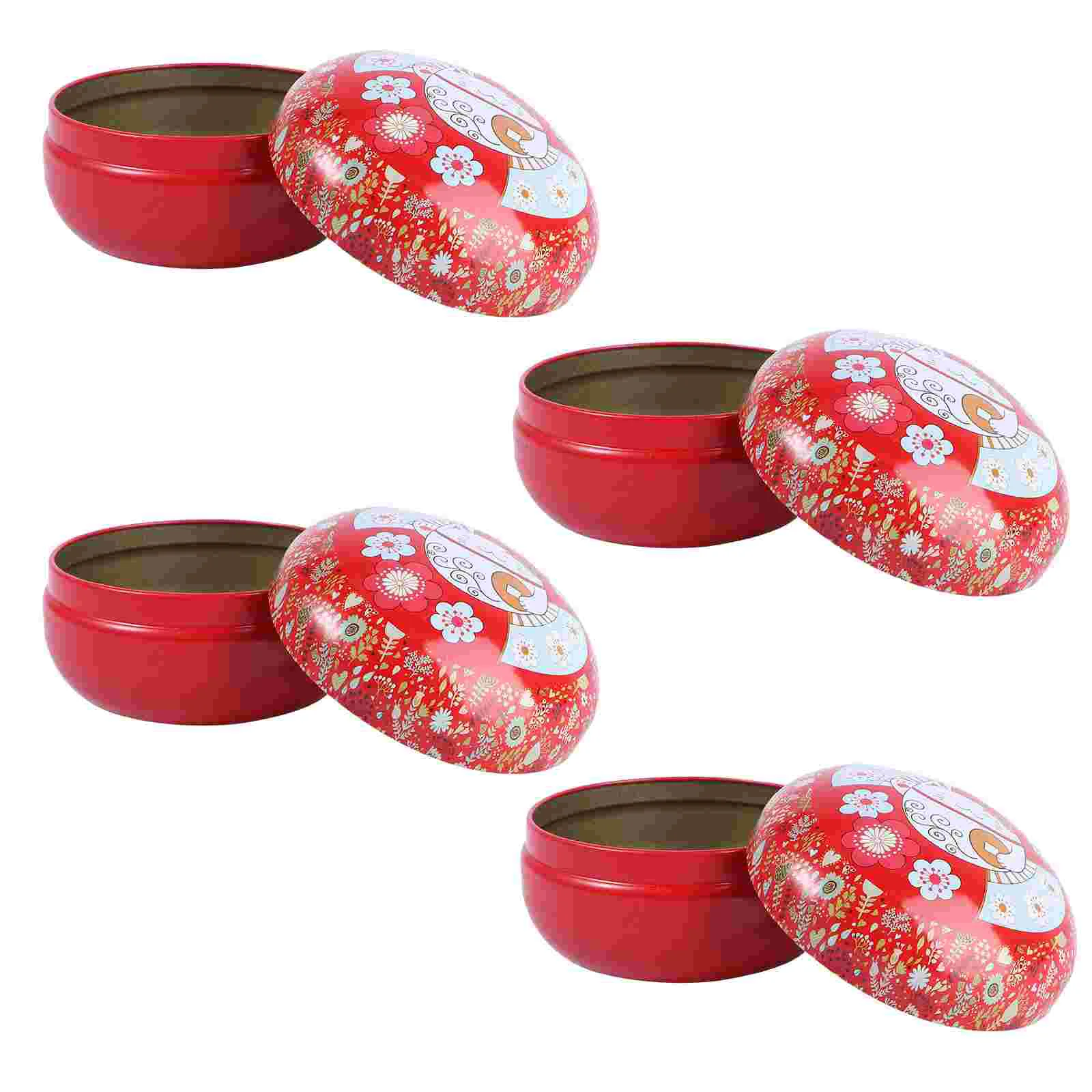 

4 PCS Tinplate Box Candy Wedding Container Stylish Boxes Iron Packaging Packing Fine Workmanship