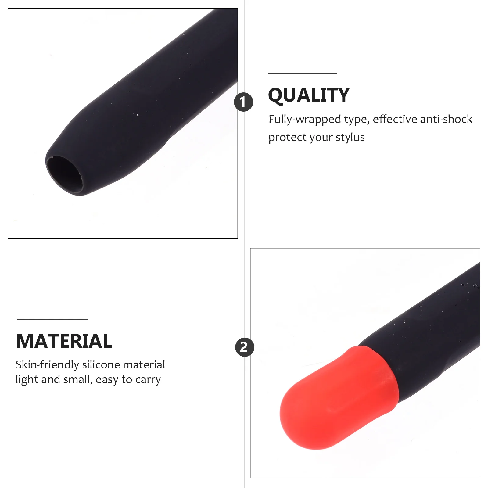 

Stylus Pen Protector Silicone Cover Fully Wrapped Anti Magnetic H writing Pens Black Skin Protective