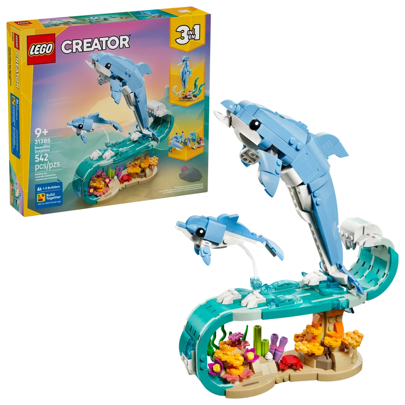 LEGO ®   Creator 3 en 1 Animales Marinos: Hermosos Delfines (31385) Juego de Construcción para Niños de 9 Años en Adelante, 542 Piezas