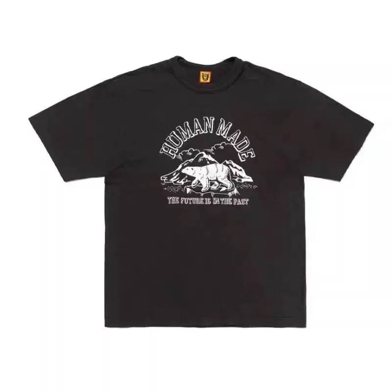 Human Made Polar Bear Soft Crewneck T-Shirt, Loose Casual Tee for Couple Unisex