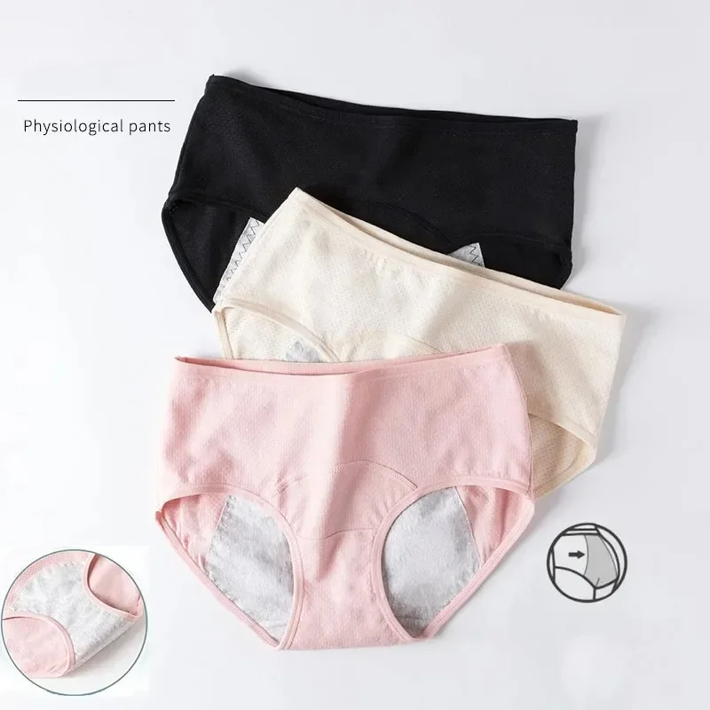 3 pz/set intimo mestruale da donna mutandine a prova di perdite mutande fisiologiche in cotone slip da donna