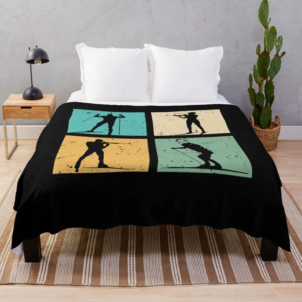 

Biathlon Skiing Cross Country Skiing Biathlete Gift Skier Throw Blanket Heavy Thins Sofa Quilt Blankets