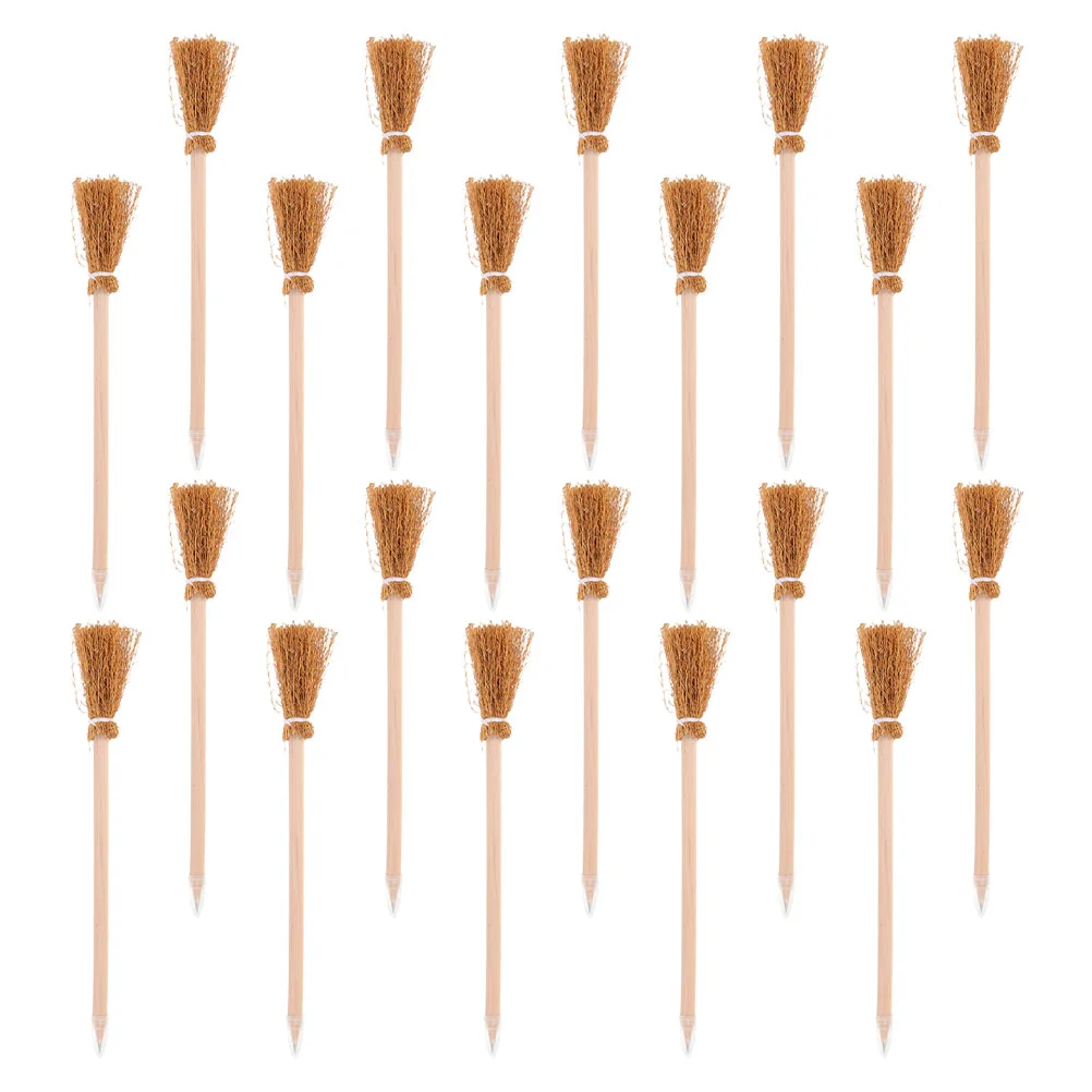 

20pcs Broomstick Novelty School Supplies Halloween Writing Tools Halloween Pencils Plastic Witch Broom Pencils Pens