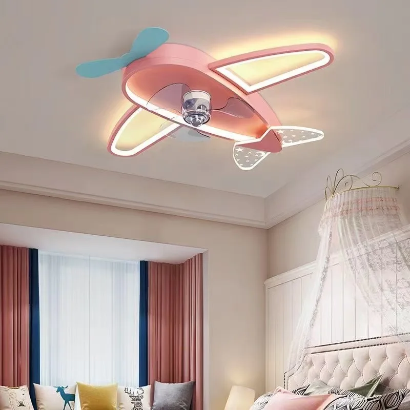 Nordic Airplane Fan Light Kids Room Modern Minimalist Ceiling Lighting Fixture Childrens Bedroom Home Decor Mounted Cool Breeze