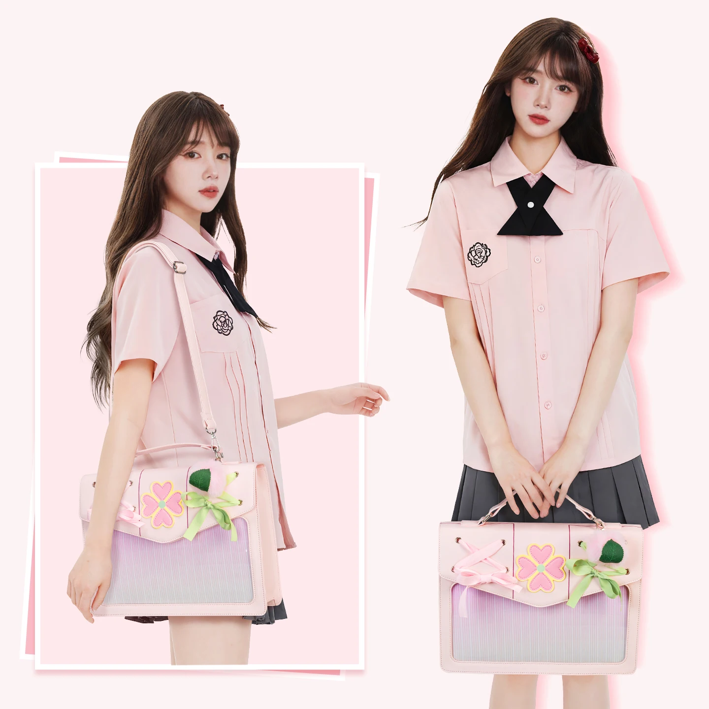 New Y2K Sakura Love Pangs Ita Bag Large Capacity Sports Crossbody Bag Cute Girls Transparent Messenger Bag DIY Display Commuter Handbags