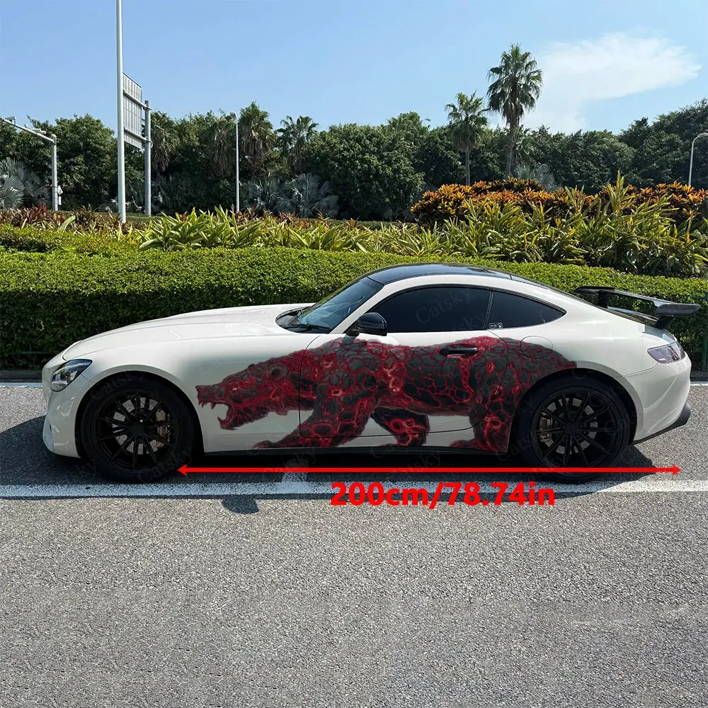 2pcs Lava Angry Bear Car Side Wraps, Self-Adhesive PVC Waterproof & Scratch-Resistant Stickers, Car Accessory Gift