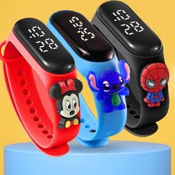 Disney Stitch LED Waterproof Kids Digital Watch Spiderman Hulk Children Watch Sports Touch Electronic Kids Gifts