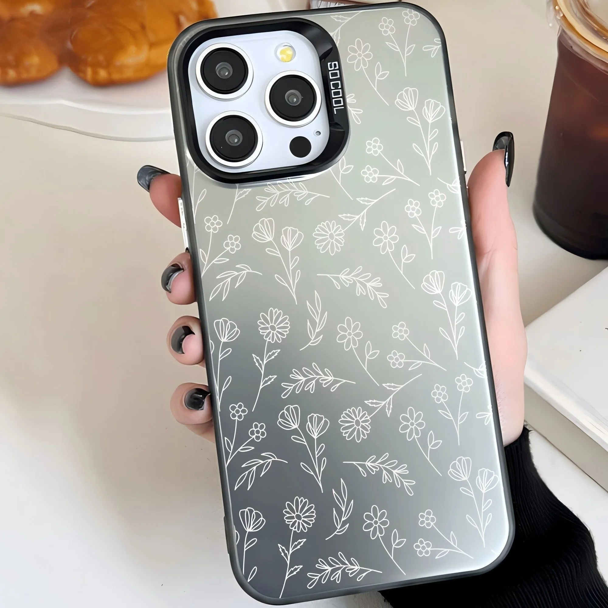 Coque de téléphone tendance motif floral style forêt pour iPhone Air 17 Pro Max 16 Plus 15 14 13 12 11 Pro Max – Coque arrière rigide