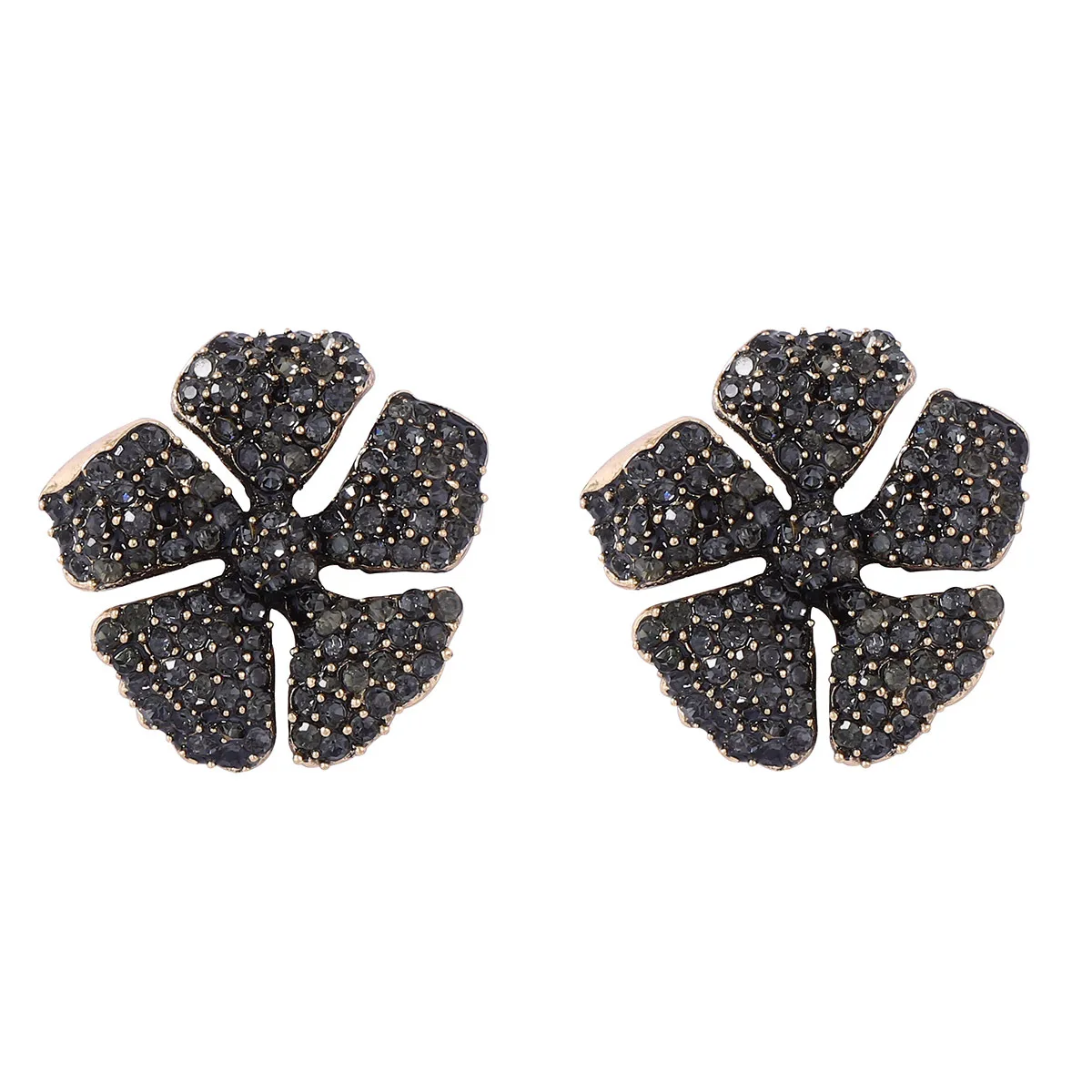 

ZAA Vintage Metal Flower Earrings Luxury Rhinestone Studded Drop Jewelry 2025 Trend Women Prom Party Accessories Girl Gifts
