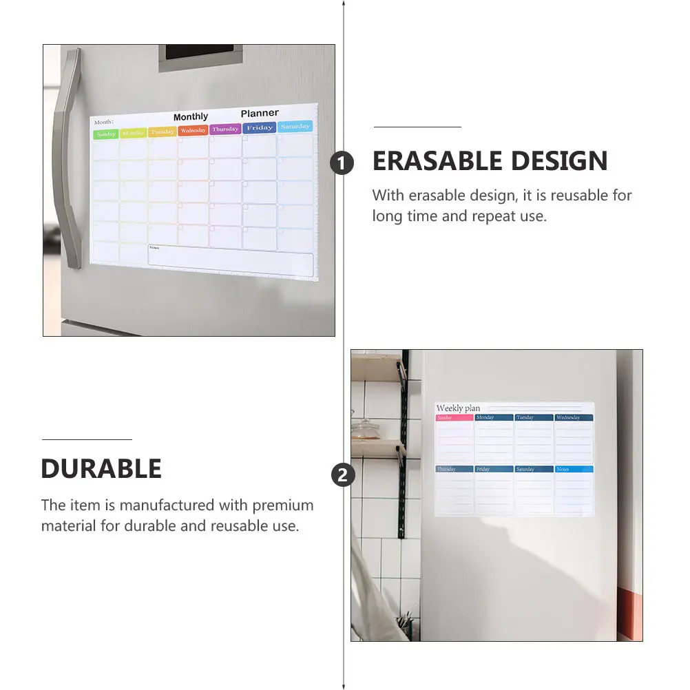 2Pcs Magnet Fridge Board For Kitchen Fridge Organization Couple Magnetic Schedule Erasable Writable Planning Message