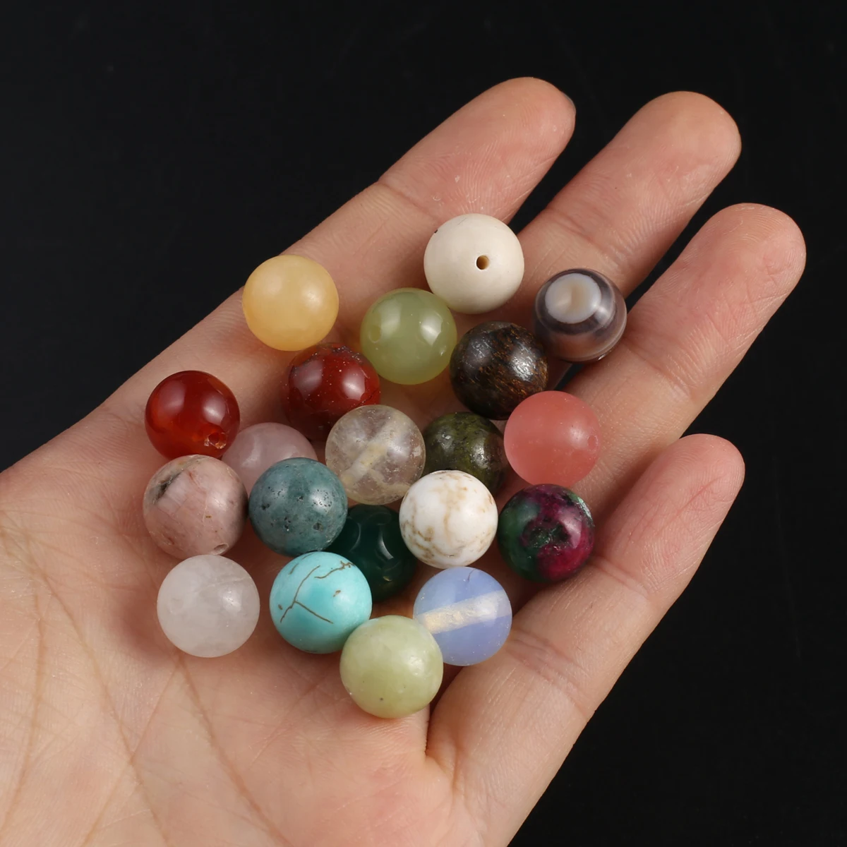 

30PCS Wholesale Natural Stone Turquoise Crystal Agate Round Ball Shaped Beads Jewelry DIY Bracelets Necklaces Accessories