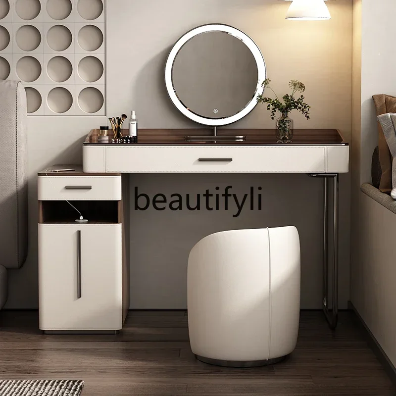 

Light luxury dresser, minimalist small apartment storage cabinet integrated, new, premium glass makeup table