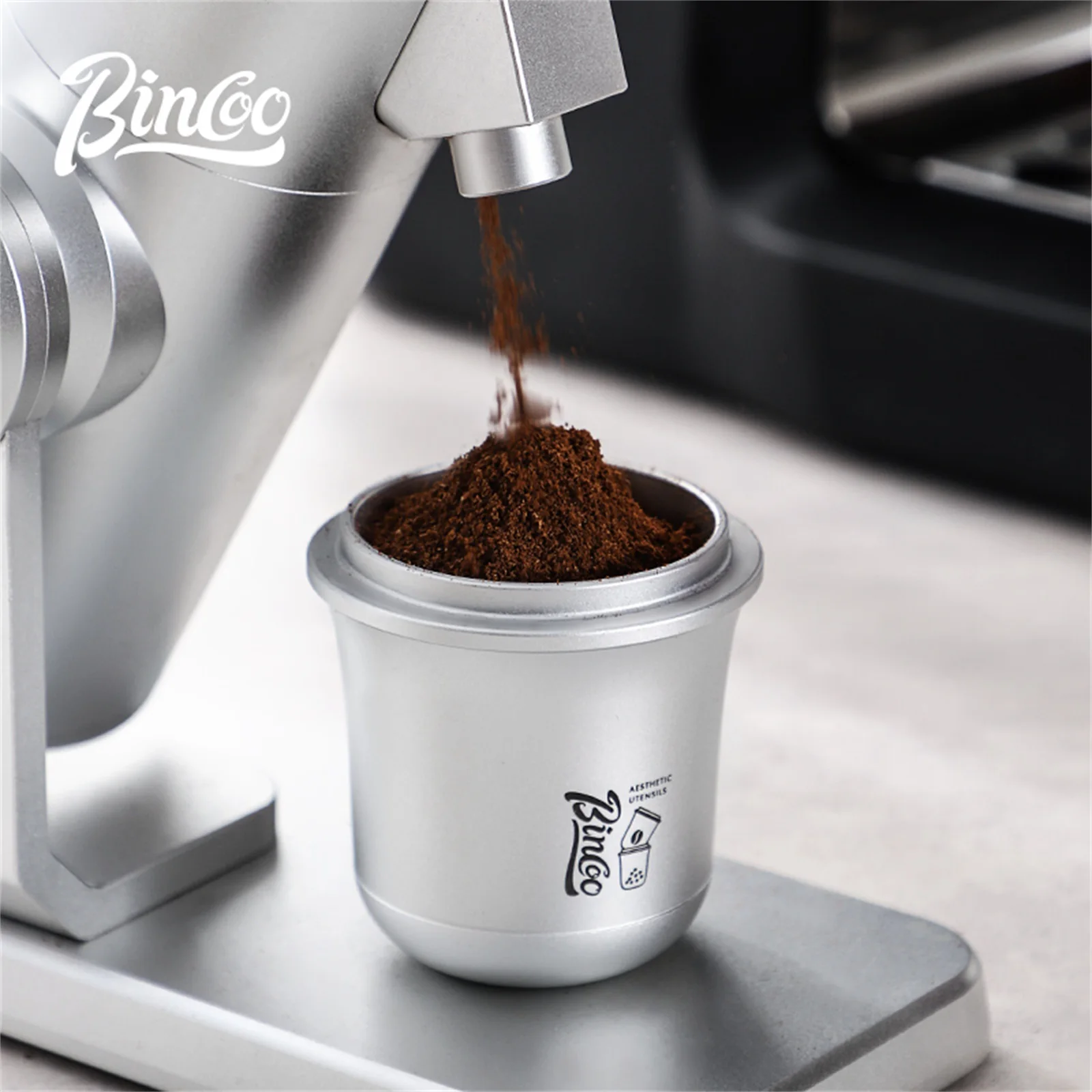 

Bincoo 51/58mm Aluminum Coffee Dosing Cup - Espresso Portafilter Compatible, Wear Resistant Barista Tool for Most Machines