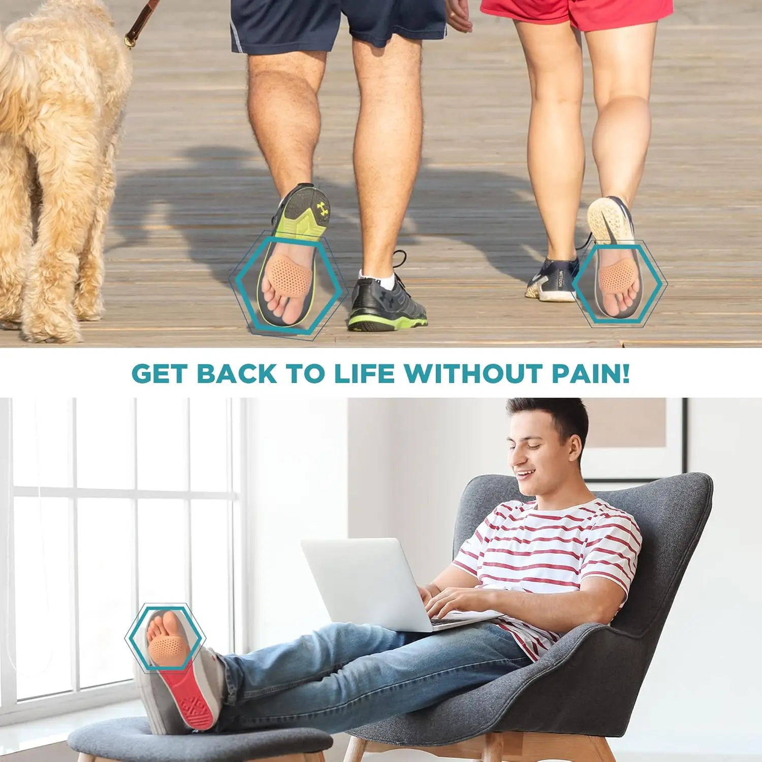 Five Hole Honeycomb Forefoot Pad Toe Separator for unisex Bunions and Hallux Valgus Relief Bunion Corrector Overlapping Toes Fix