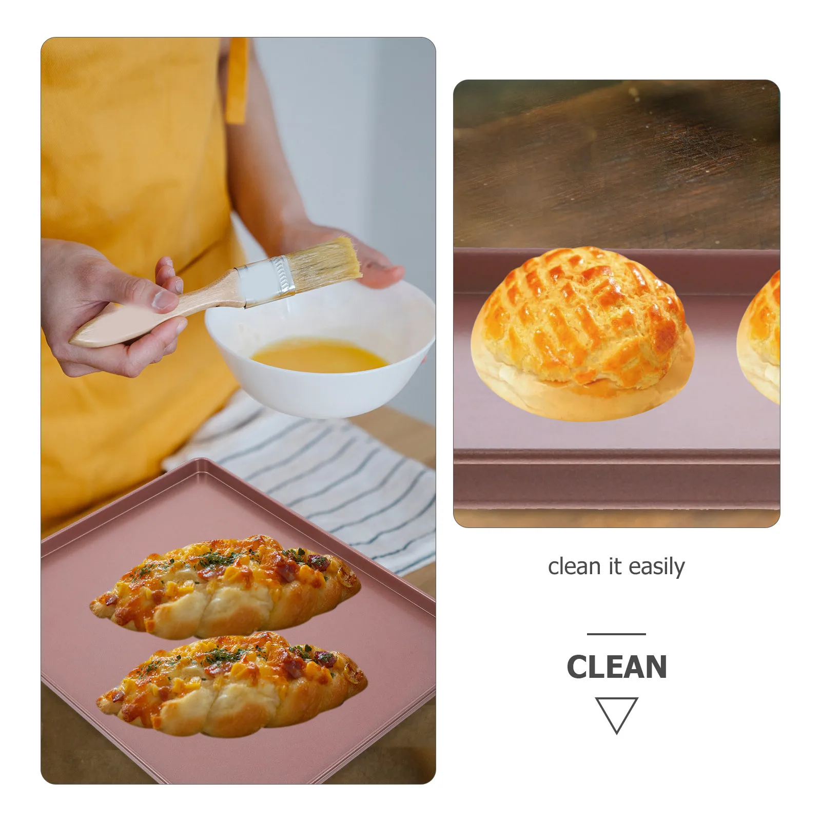 

Carbon Steel Gold Rectangle Baking Pan Non Stick Multi Use Baking Tray for Cookies Cake Bread Oven Kitchen Sheet Pan