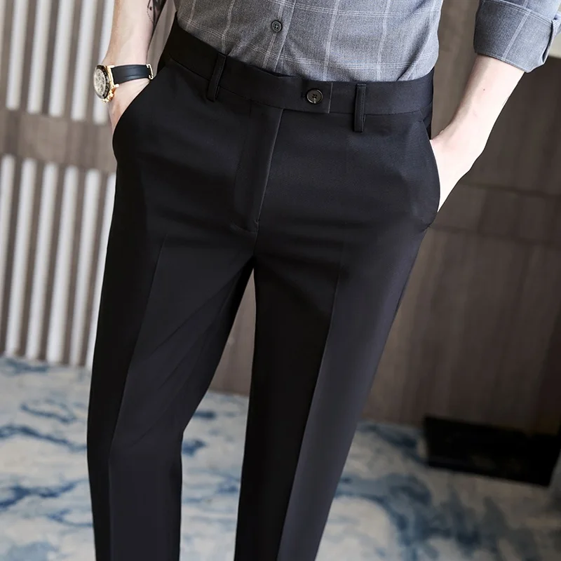 Men\'s Spring/Summer Business Formal Pants Solid Color Casual Korean Fit Suit Pants 2023 Men\'s Wedding Social Pants Plus Size 36