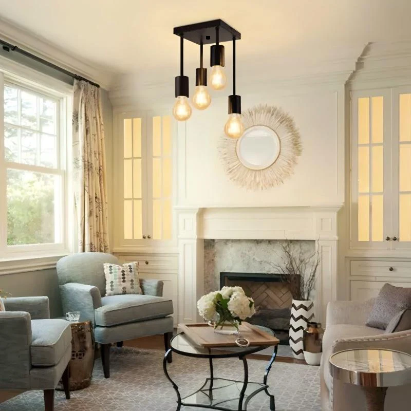 Modern simple four-head straight tube ceiling lamp American creative bedroom restaurant chandelier study balcony small chandelie