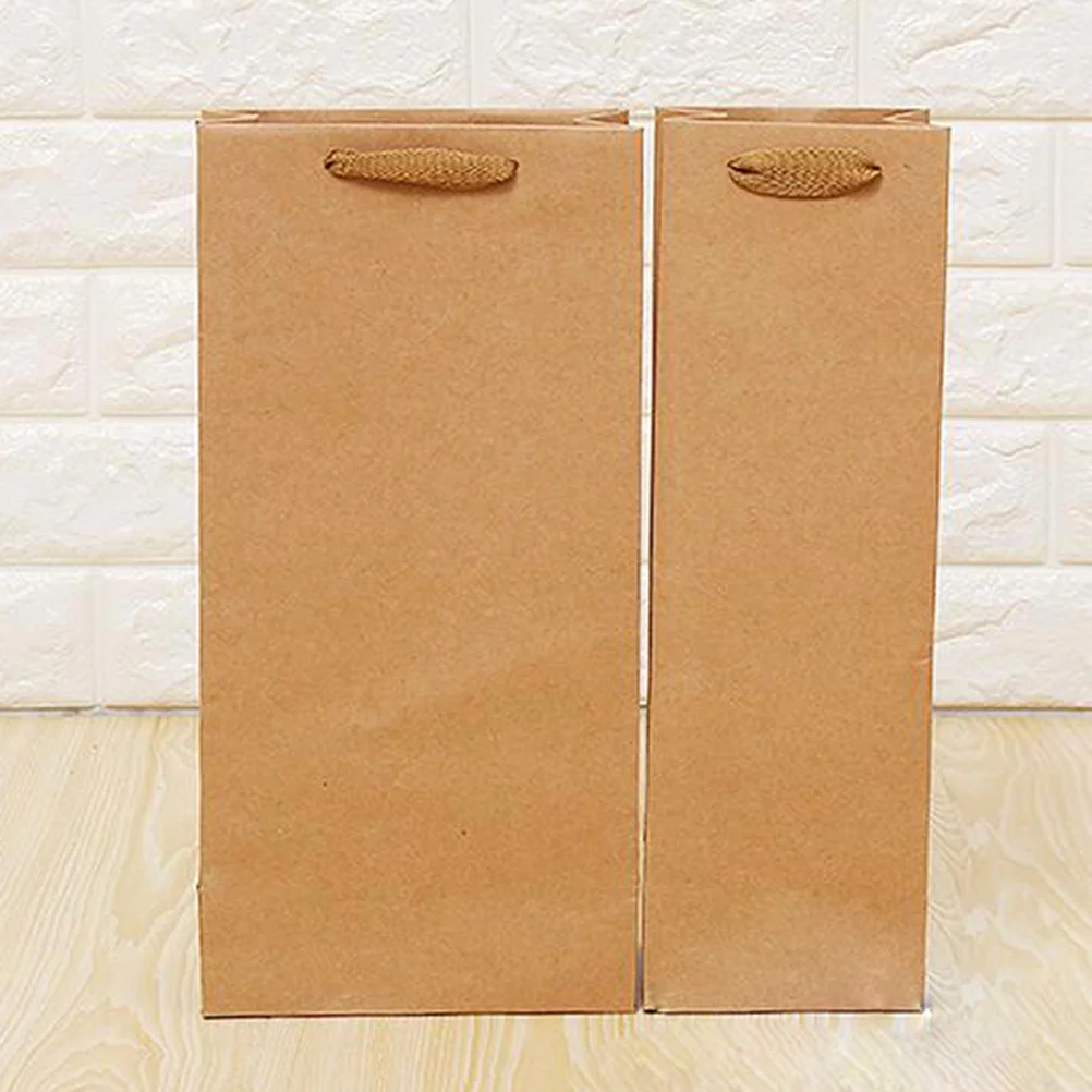 12pcs Kraft Paper Red Drinks Packing Bag Storage Bag (Single-Vessle 11*9*35) Kraft Paper Bag