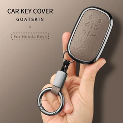 Aluminium Alloy Goatskin 6 Button Car Key Case Cover For Honda Stepwgn RP6/RP7/RP8 Odyssey Freed Elysion 2023 2024 Accessories