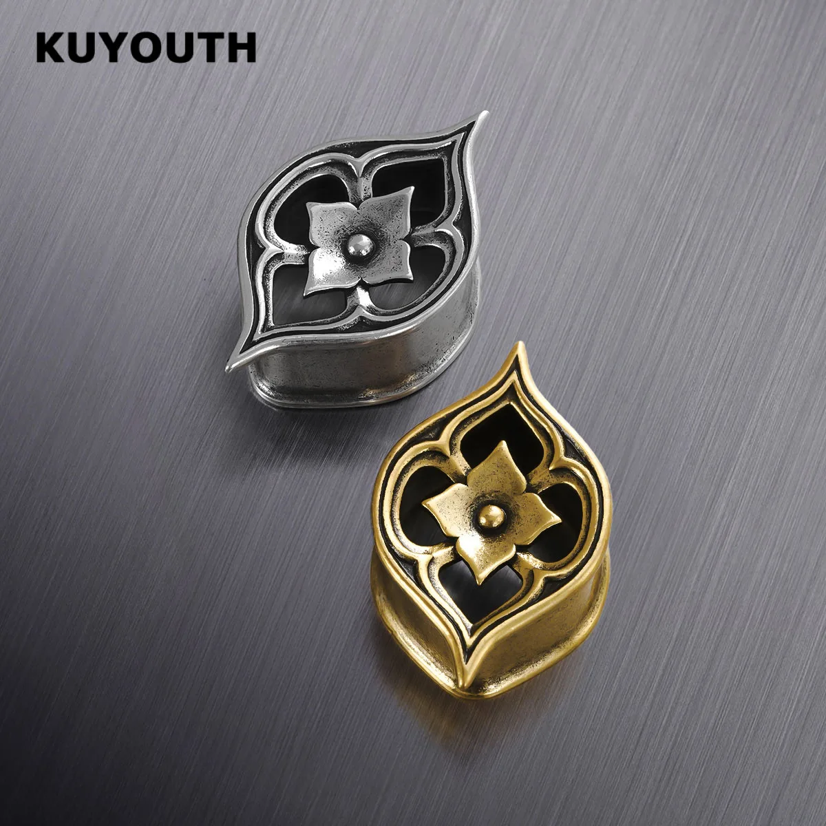 KUYOUTH Vintage Lotusblüten-Ohrstöpsel, Hohle Ohrdehner, Piercing-Schmuck für Dehnbare Ohren – Detail 5