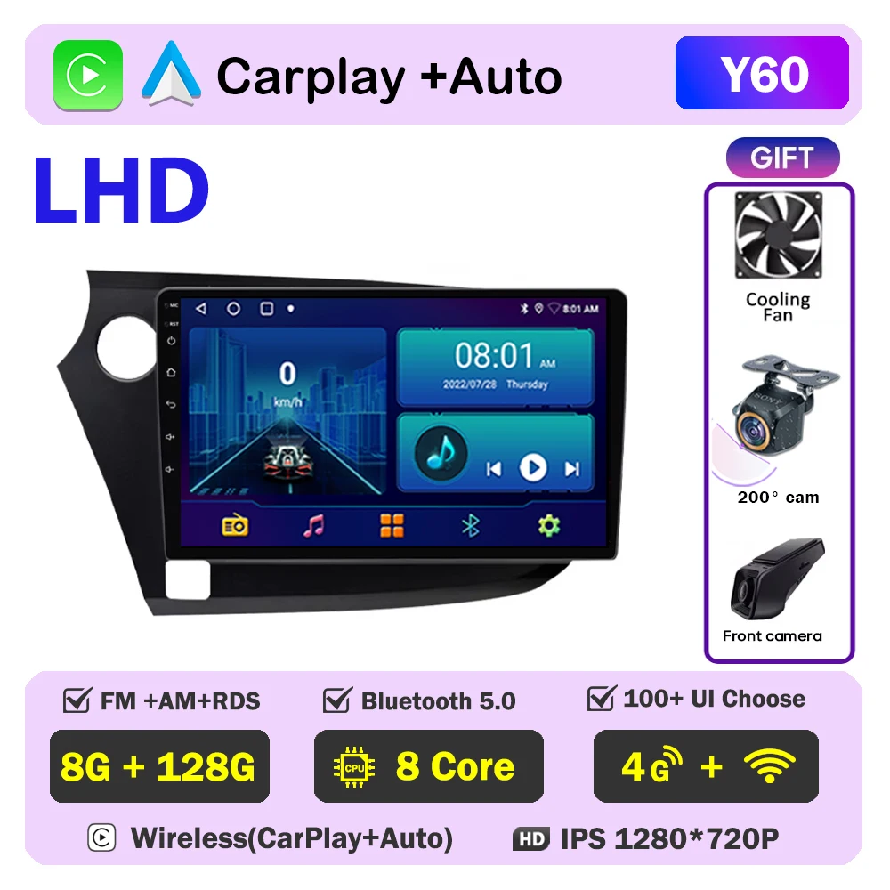Autoradio Android Navigatie Voor Honda Insight 2009 2010 2011-2014 Multimedia Video Player Head Unit Geen 2din DVD QLED scherm