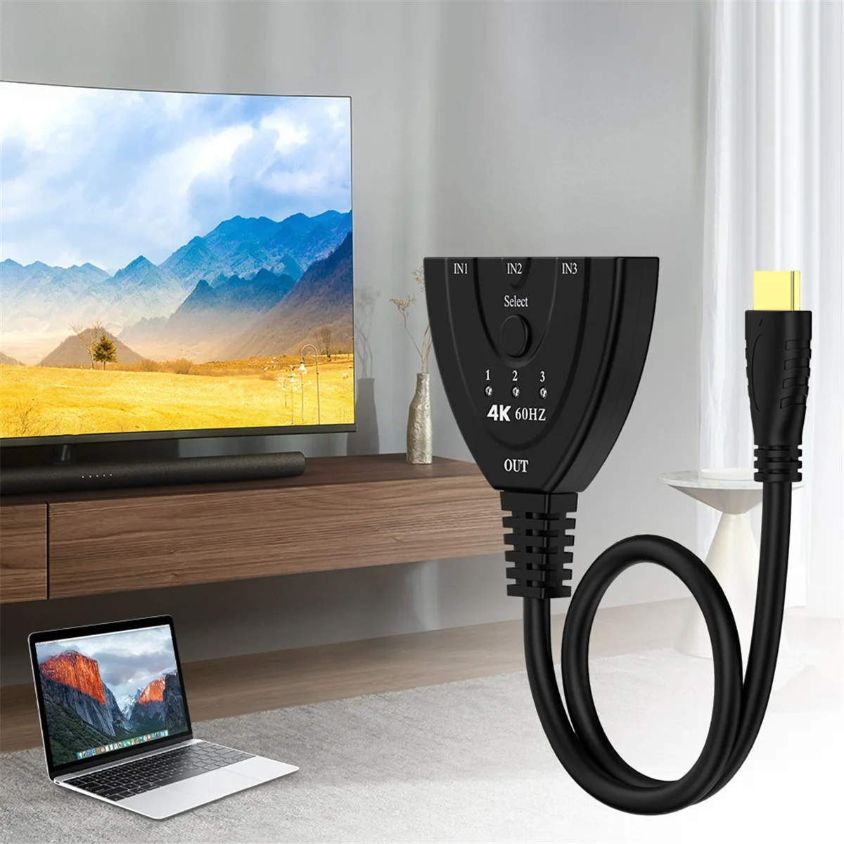 ABJZ 4K -Compatibele switch 3 in 1 uit 3-poorts -Compatibele switcher -Compatibele splitterhub-switcher voor HDTV