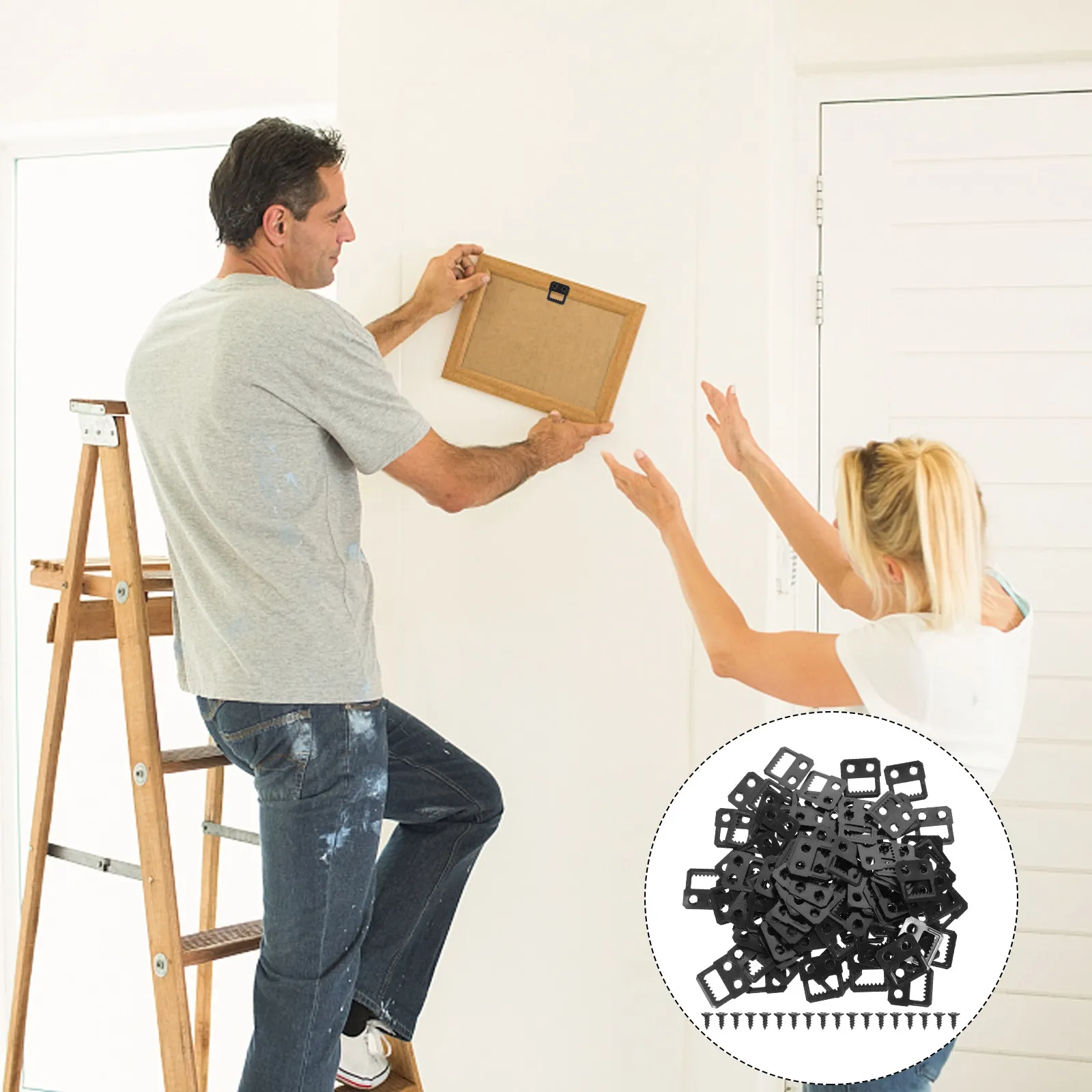 100Pcs Picture Frame Hooks Strong Load Bearing Picture Hanging Kit Wall Hangers for Frames Pictures Clocks Decorations