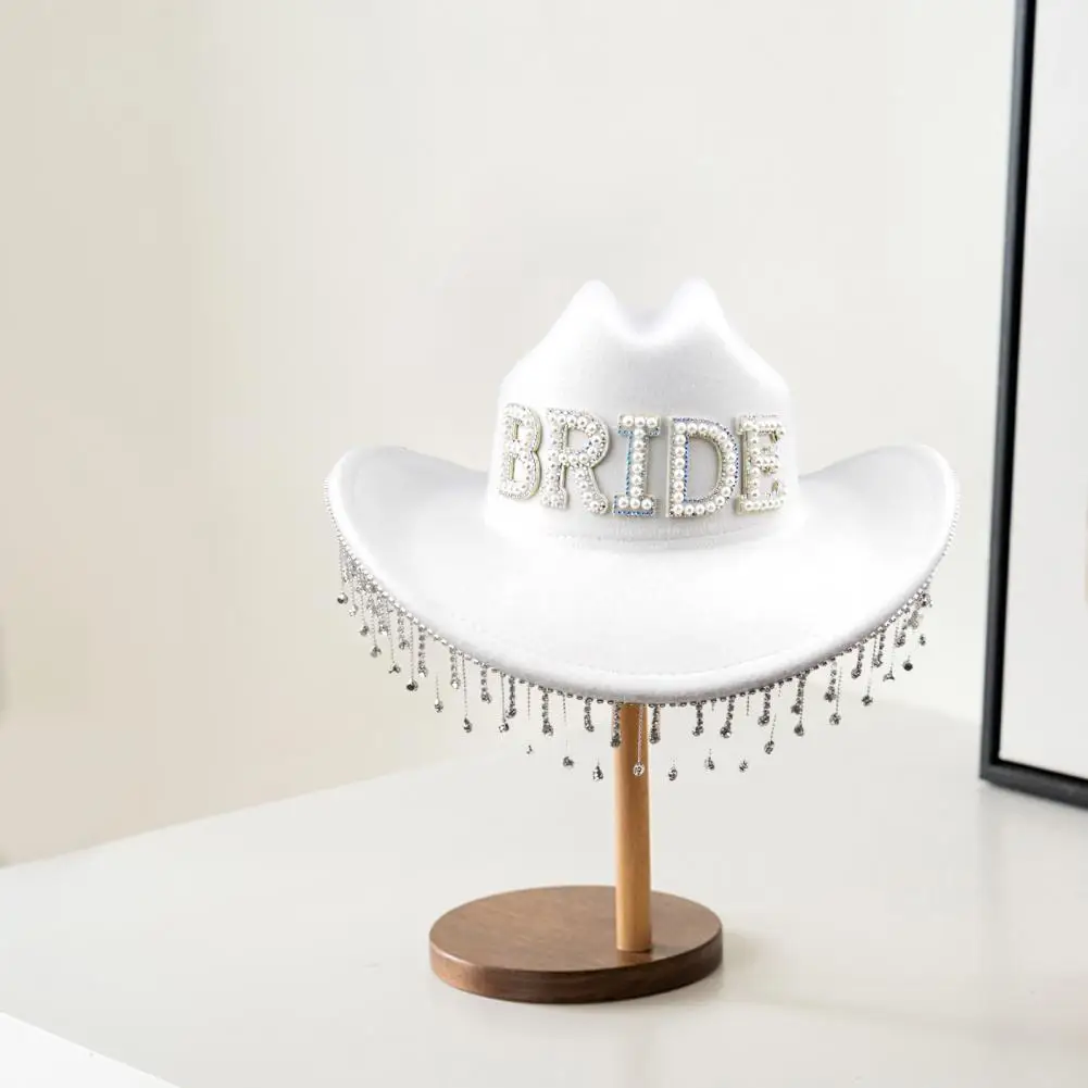 

Women Bridal Cowboy Hat Rhinestone Cowgirl Hat for Women Unique Bridal Bachelorette Party Costume White Cowboy for Bride-to-be