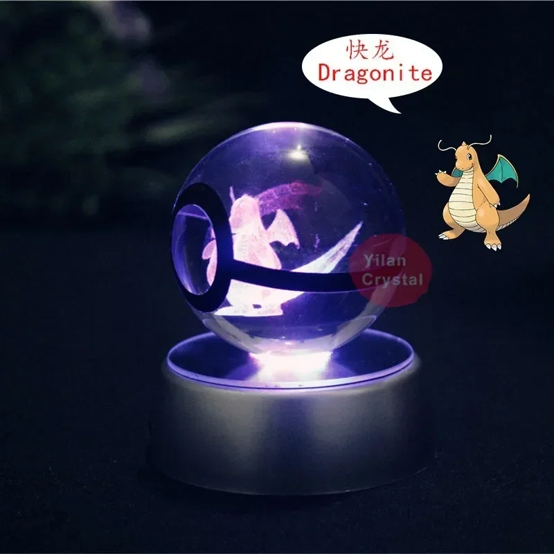 Anime Pokemon Go Ball K9 Crysal Poke Ball Pokeball with Crysal LED Light Base Toys for Kids Children Christmas Gifts Mew Mewtwo