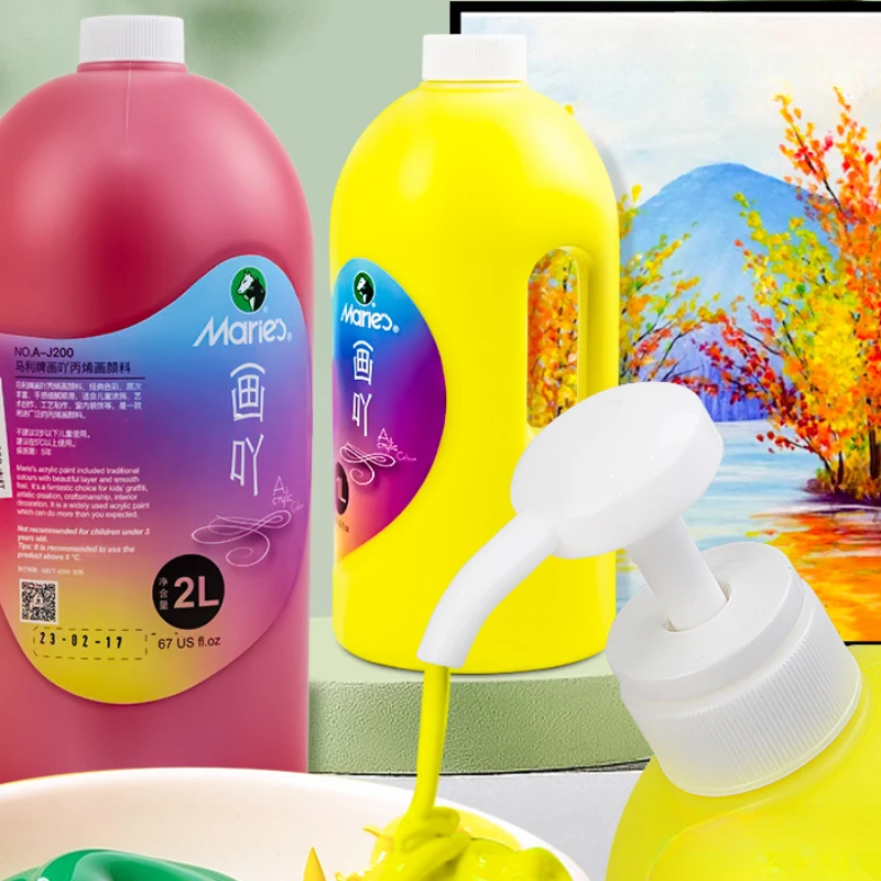 Large Bottle Press Acrylic Paint 1L Wall Painting Special Hand-painting Waterproof Graffiti Acrylic Paint 1000ml DIY Kids Adults