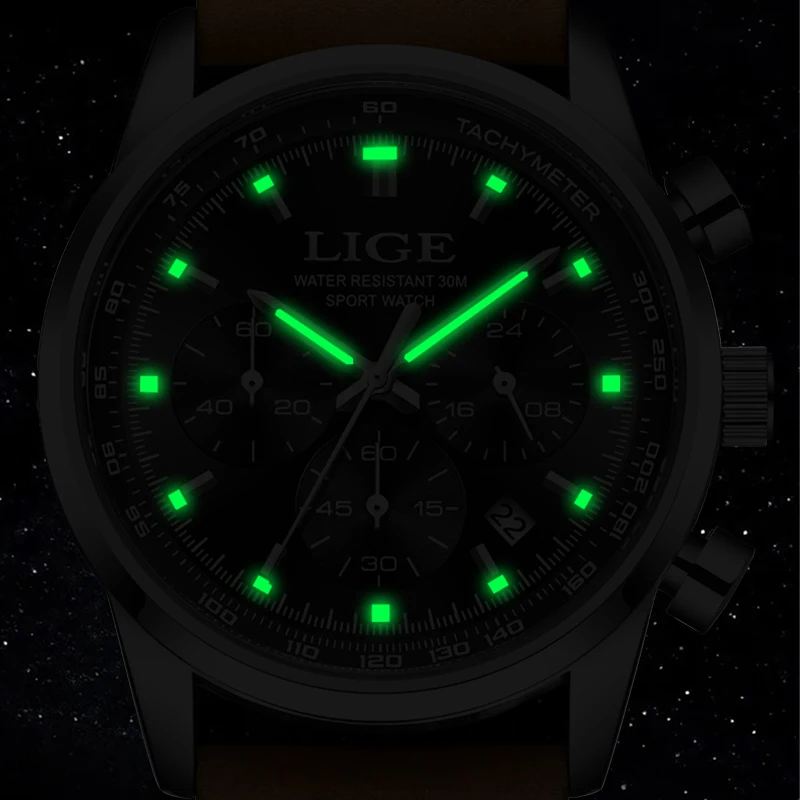 LIGE-reloj analógico de cuarzo para hombre, accesorio de pulsera resistente al agua con cronógrafo, complemento masculino deportivo de marca de lujo