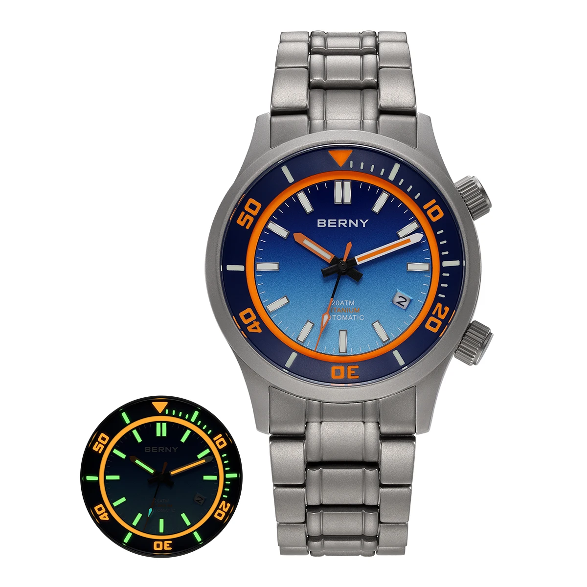 BERNY 20 ATM Titan-Automatik-Taucheruhr für Herren, Supper Luminous Sappire AR-beschichtet, Miyota 8215, mechanische Tauch-Herrenuhren 7