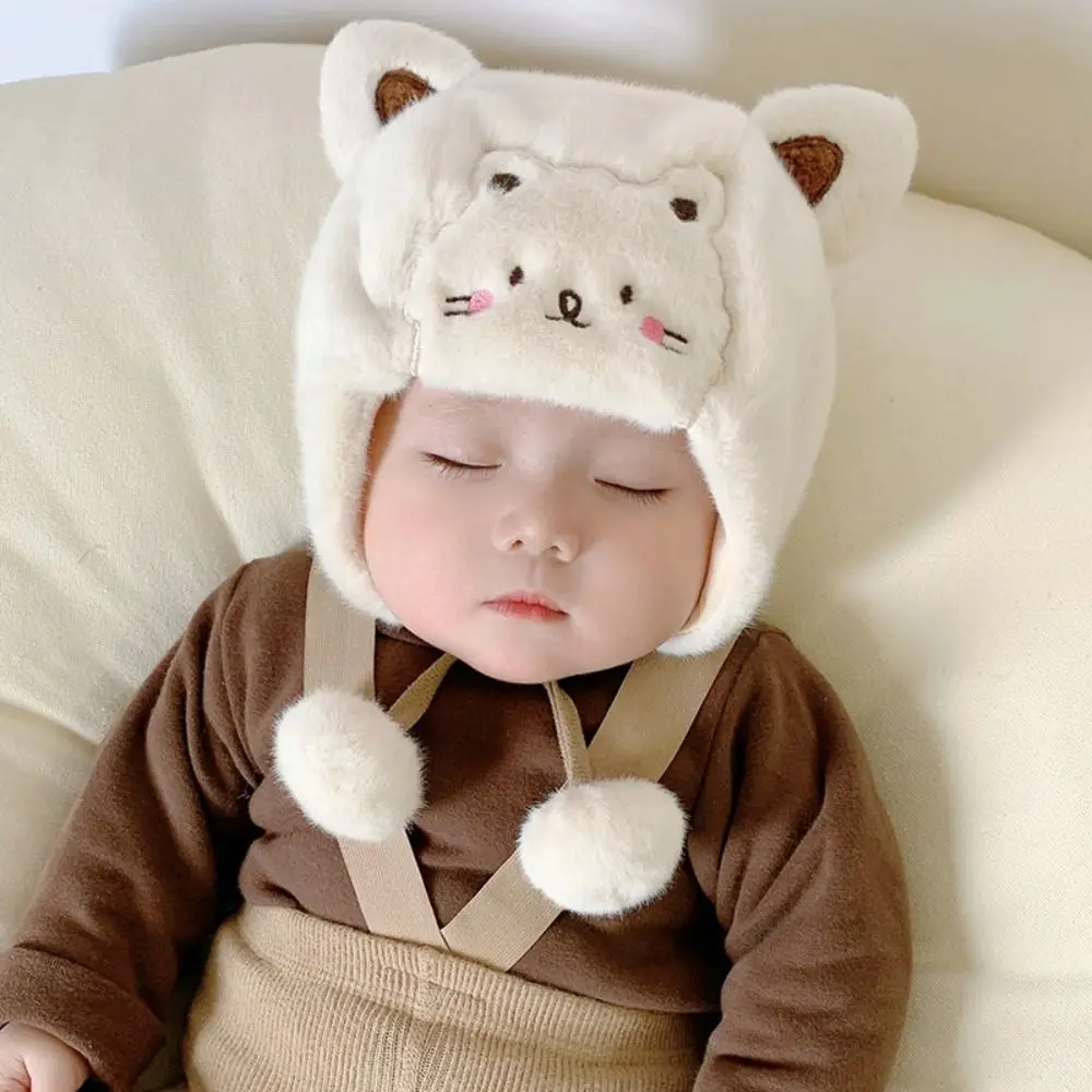 

New Thickened Beanies Cap Winter Warm Plush Ear Protection Cap Windproof Cold Proof Warm Hat Newborn