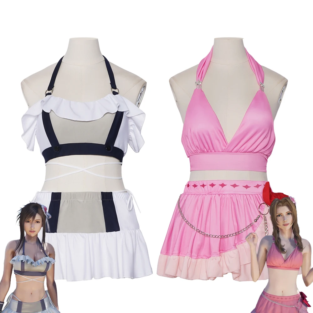 

Game Final Fantasy VII Aerith Gainsborough Tifa Lockhart Cosplay Costume Girl Swimsuit Summer Swimwear Sexy Bikinis Carnival