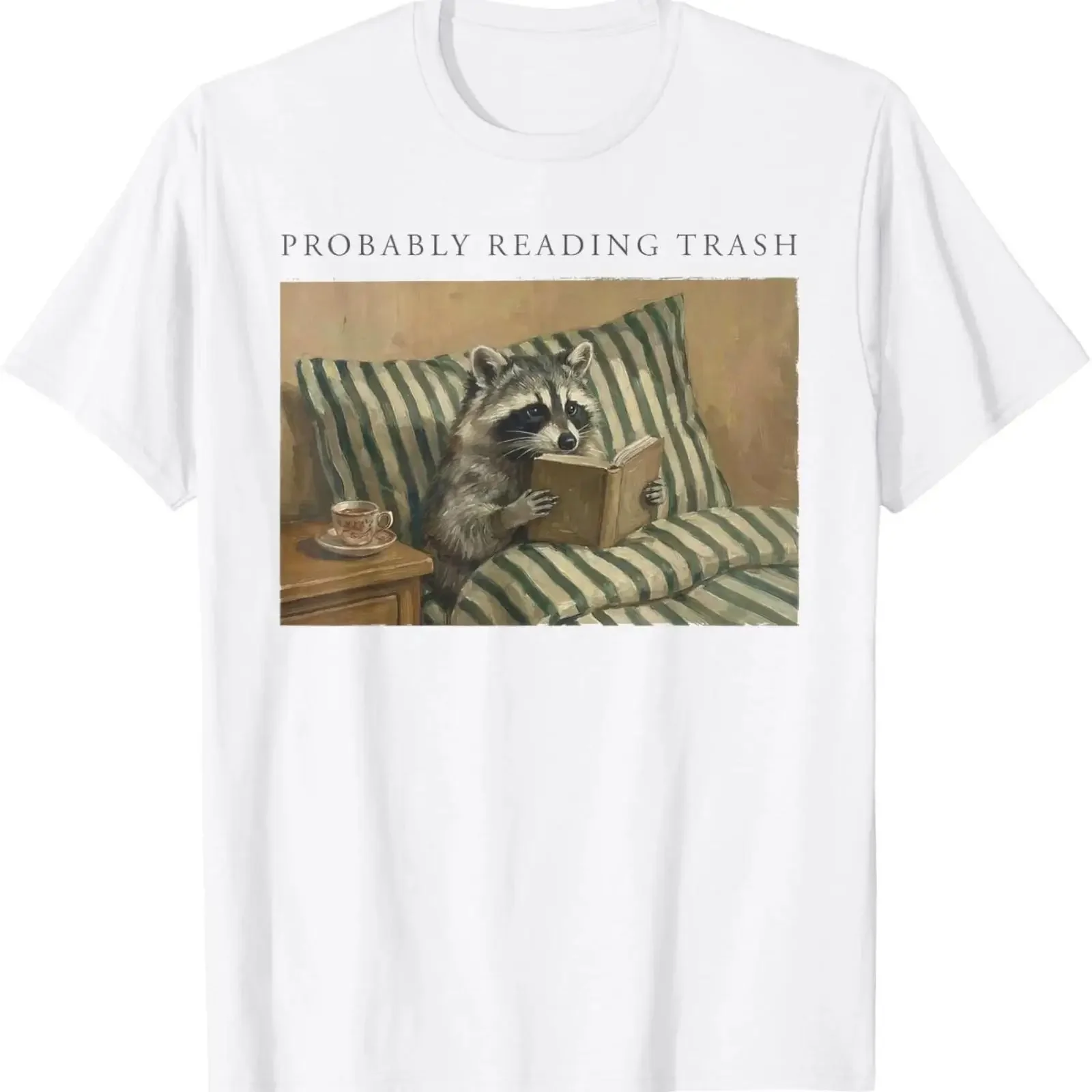 Funny T Shirt Probably Reading Trash Raccoon Book Lover Spicy Bookish Image 1 of 3 vintage Washed fashion designer clothes
