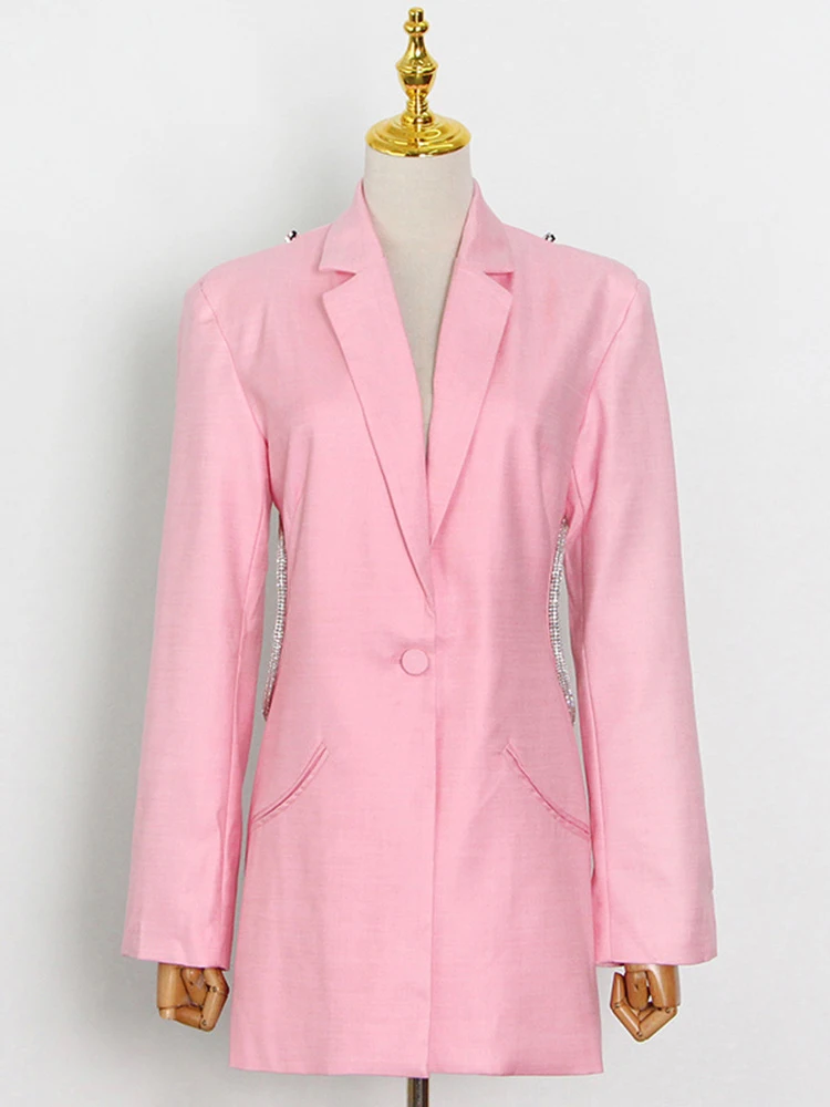 TWOTWurea YLE-Blazer Dos auxpour Femme, Col Cranté, Manches sulf, Taille Haute, Manteau Amincissant, Style Printemps 2022