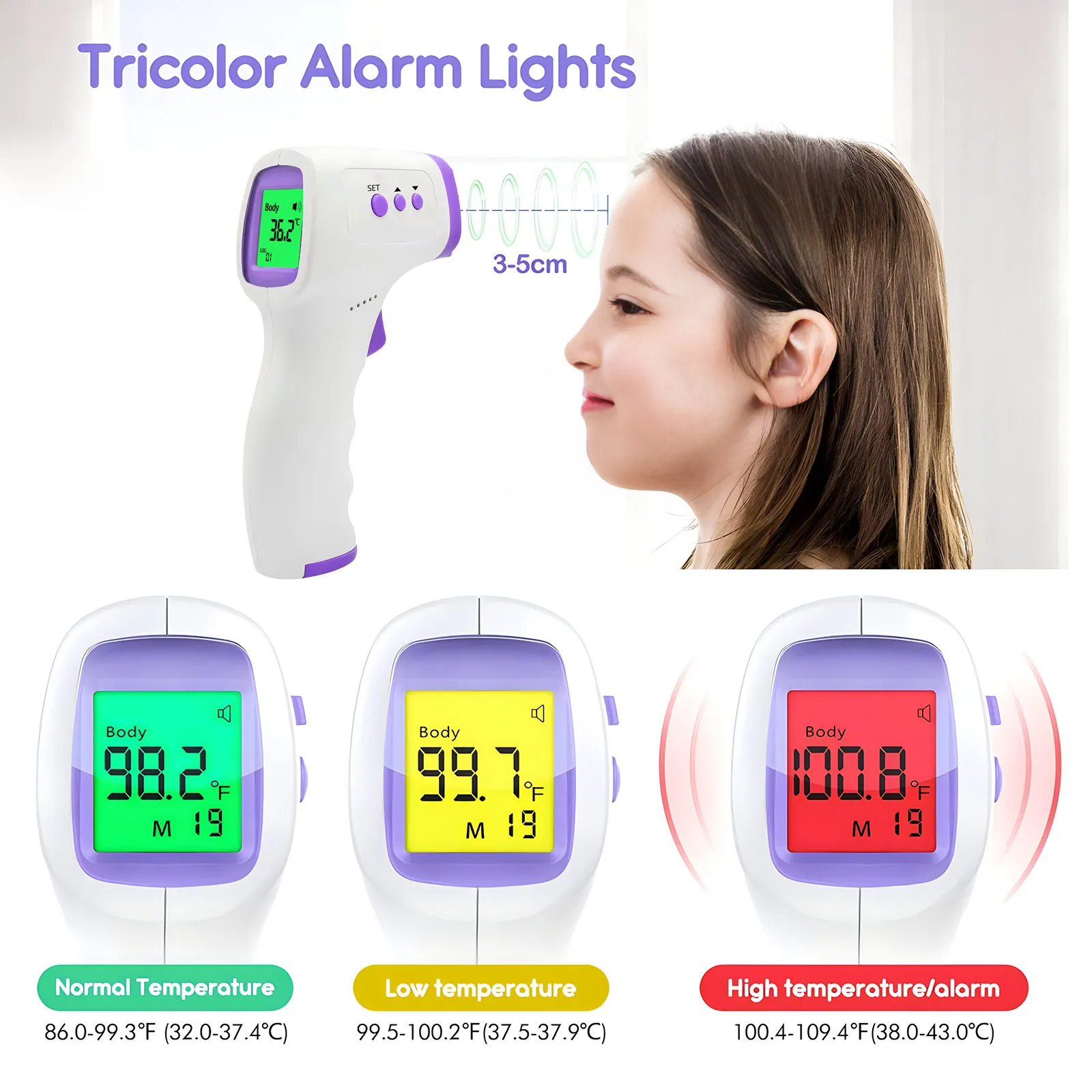 Termómetro Digital portátil para la frente, herramienta médica infrarroja sin contacto para medir la temperatura corporal y la fiebre para bebés y adultos