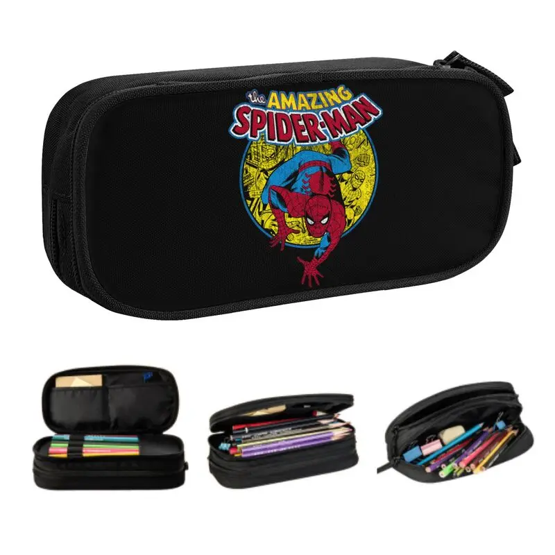 Custom The Amazing Spider-Man Pencil Cases for Girls Boys Large Capacity Pen Bag Box School Accessories