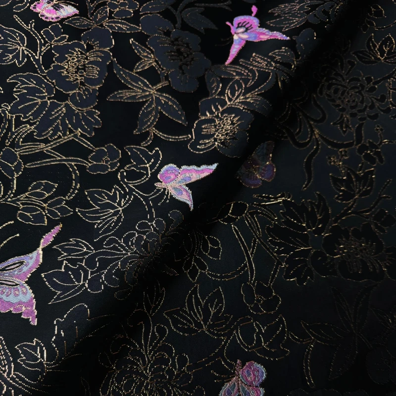 

Brocade Jacquard Fabric Black White for Dark Streak Dress Clothing Chinese Style Clothing Design Fabrics Diy Sewing Cloth