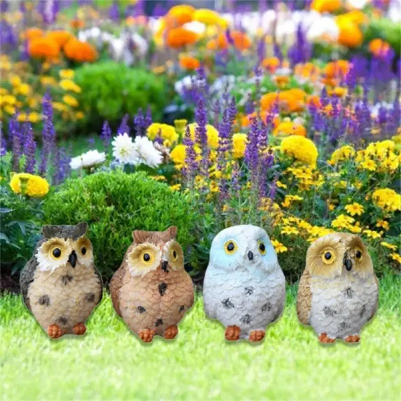 Owl Ornaments Glass Container Mini Crafts Resin Ornaments Flower Pot Moss Home Decoration Mini Animal Statue Micro Landscape