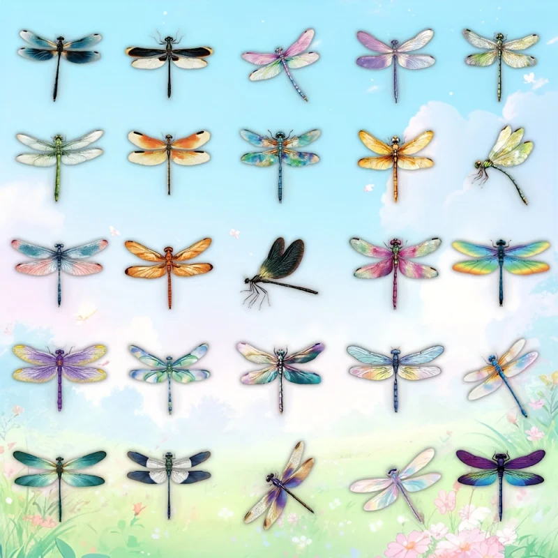 50pcs Transparent dragonfly decorative stickers for New Year gift party decors Back to school laptop cellphone case skateboard